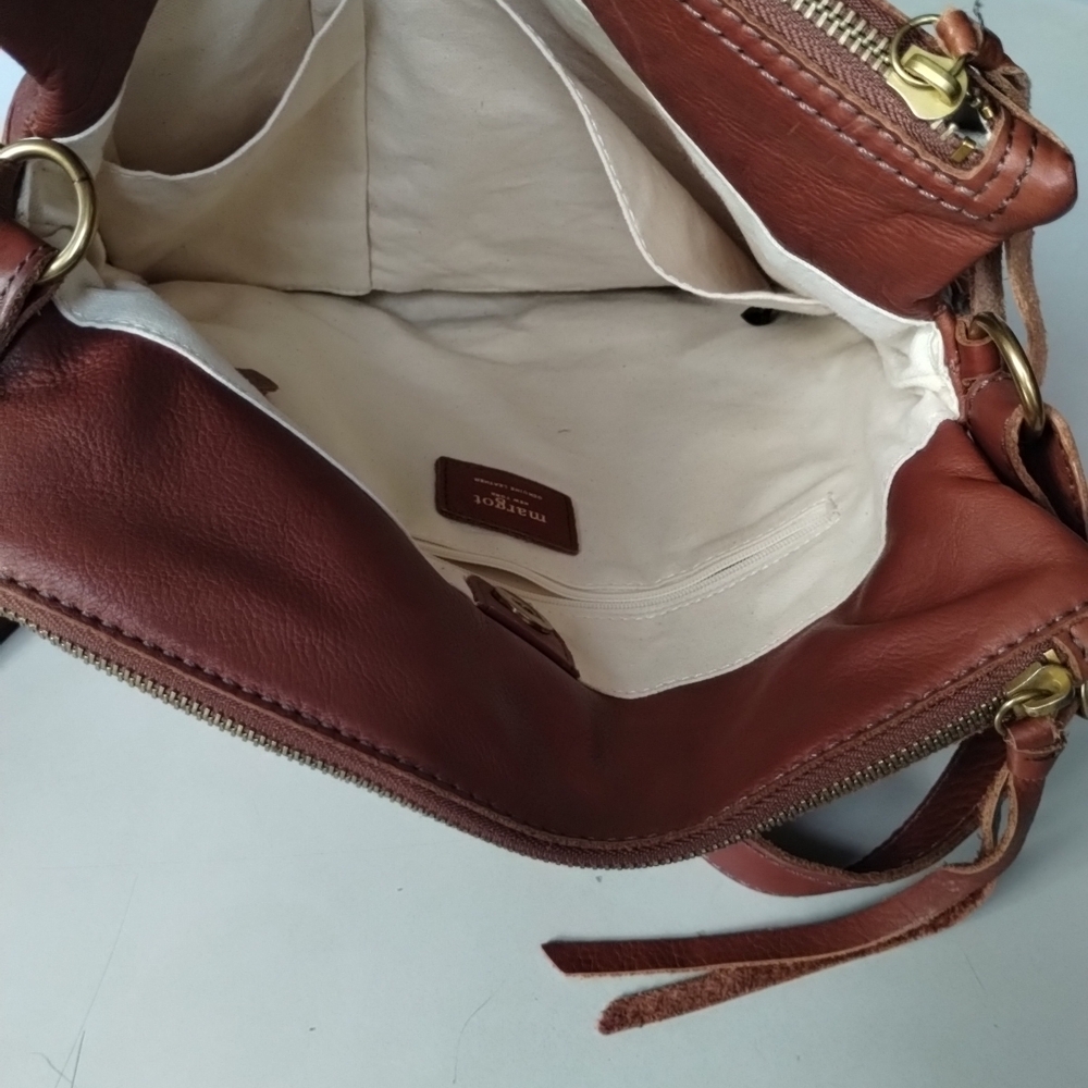 Margot NY Soft BrownLeather Crossbody Bag Lots Of Pockets Travel Bohemian Chic - Picture 6 of 15
